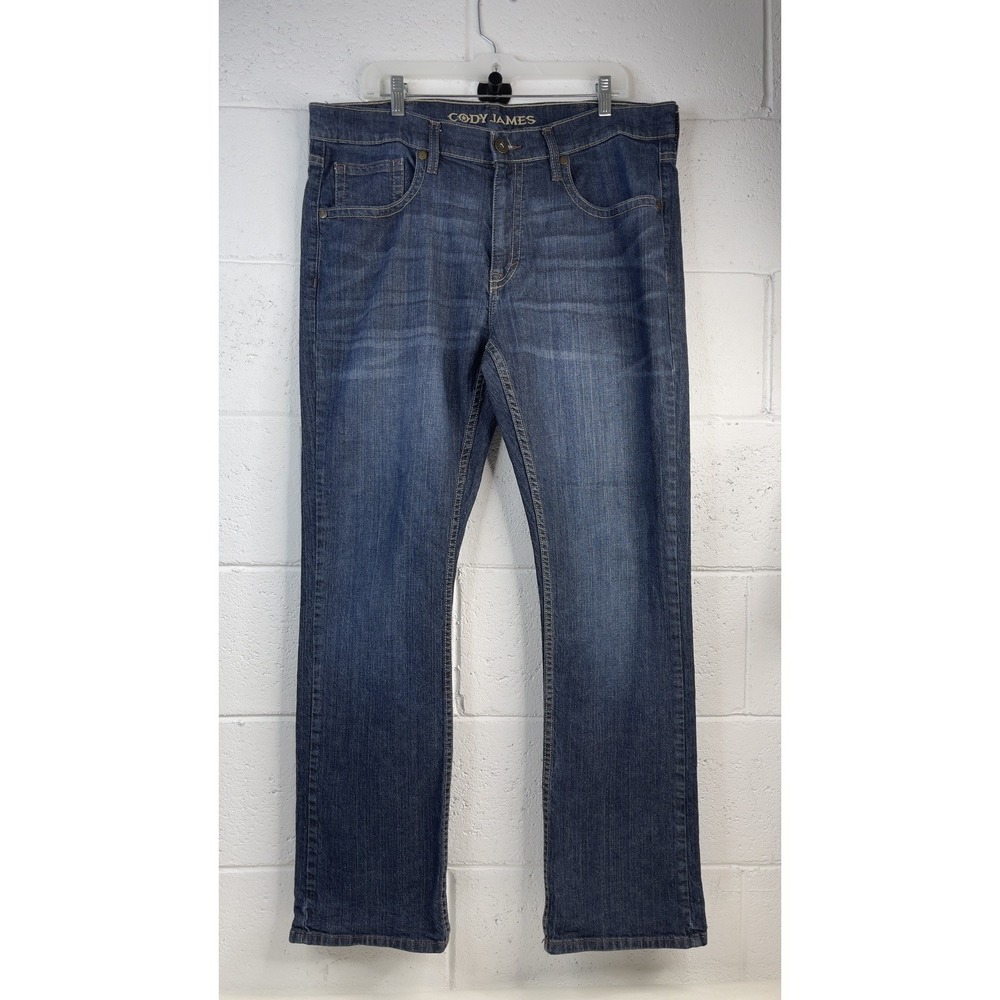 Cody James Jeans Mens 36x32 Blue Denim Straight Leg Medium Wash Stretch Logo